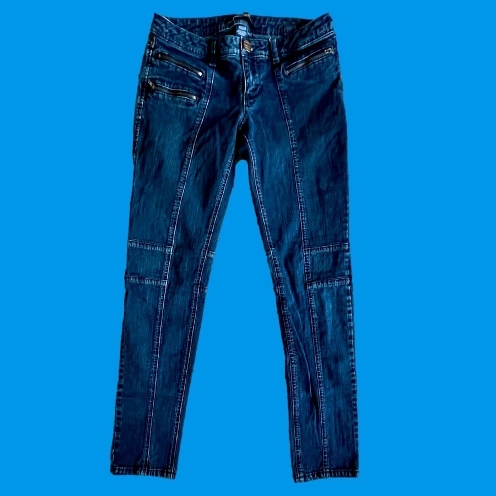 Tyte double knee seamed zip pocket low rise skinny jeans